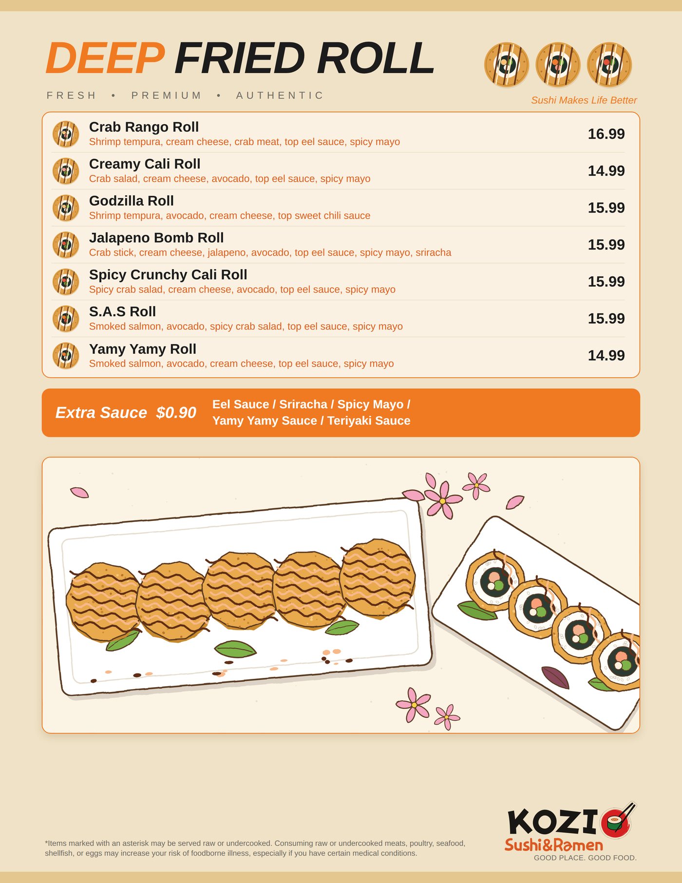 Deep Fried Roll menu page