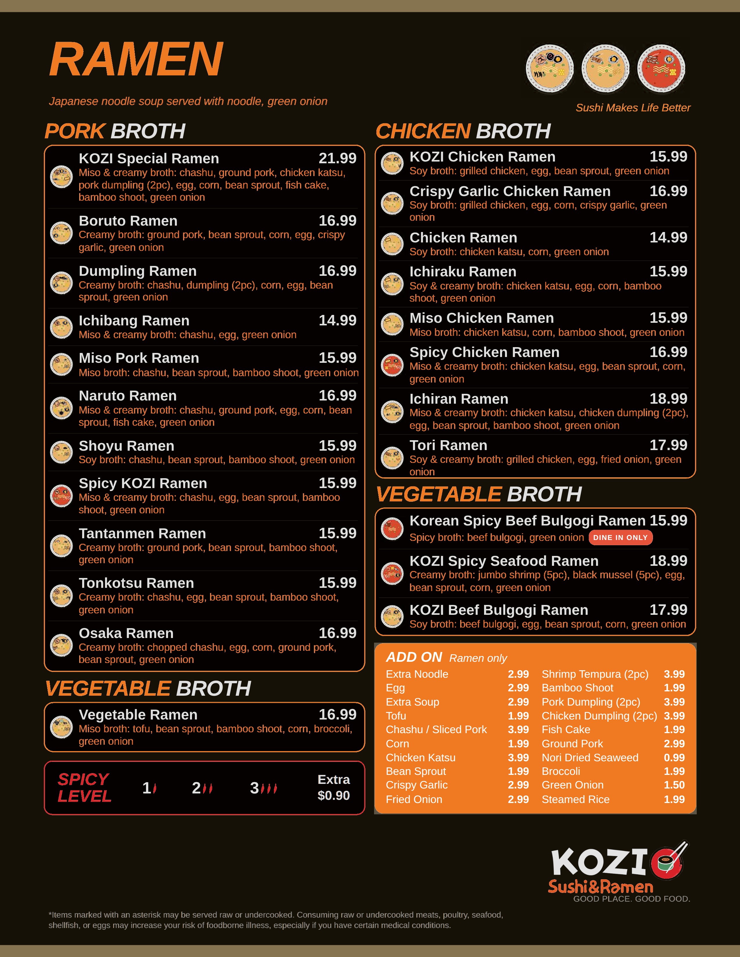 Ramen menu page